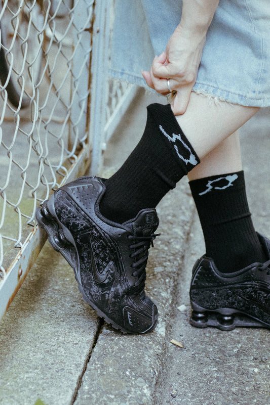 Rose Heart Socks (Black)