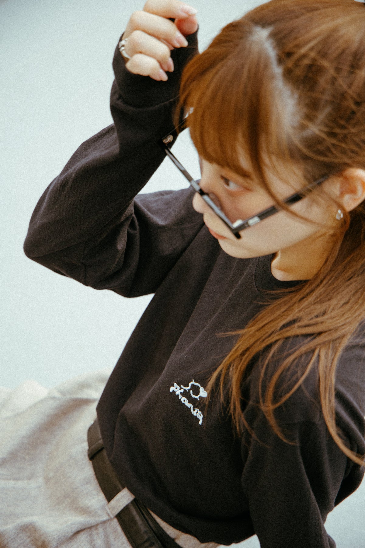 Phonia 刺繍ロンT BLACK