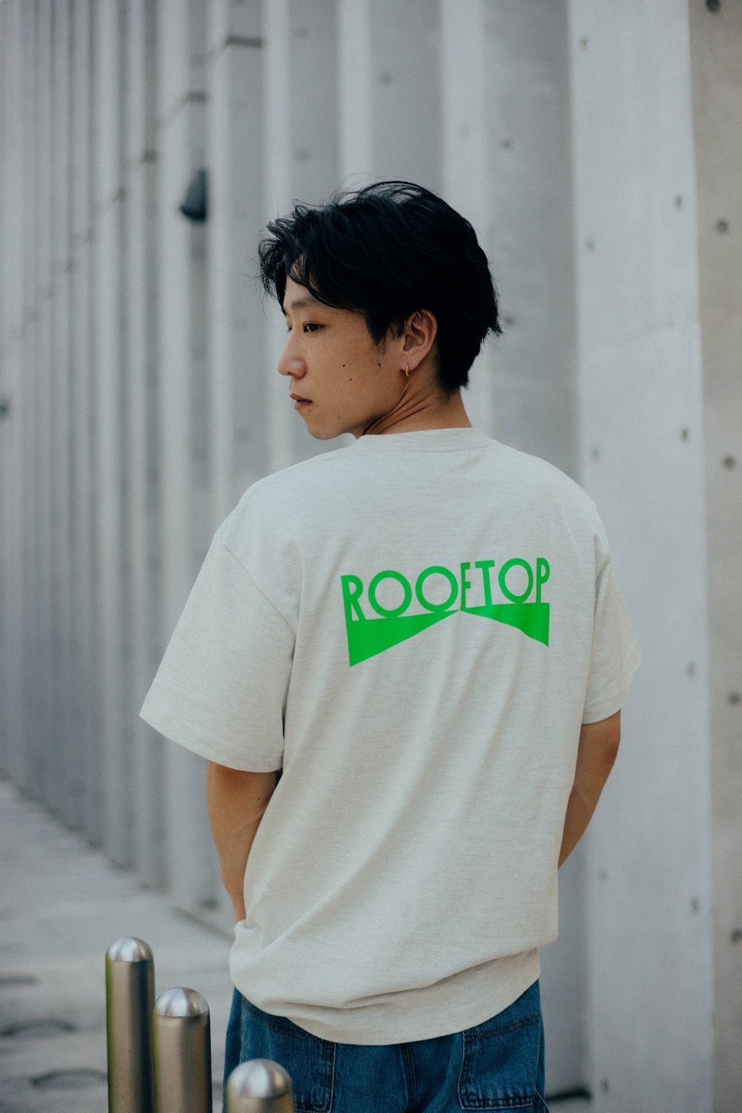 ROOFTOP Tシャツ OATMEAL×LIGHT GREEN