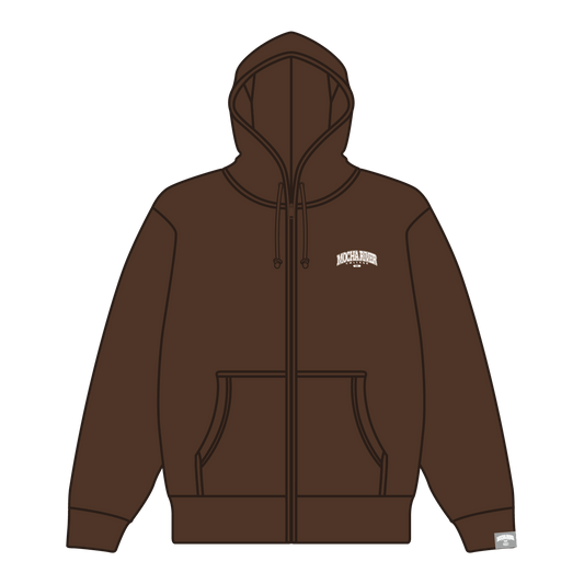 MOCHA RIVER College Logo Full Zip Hoodie BROWN