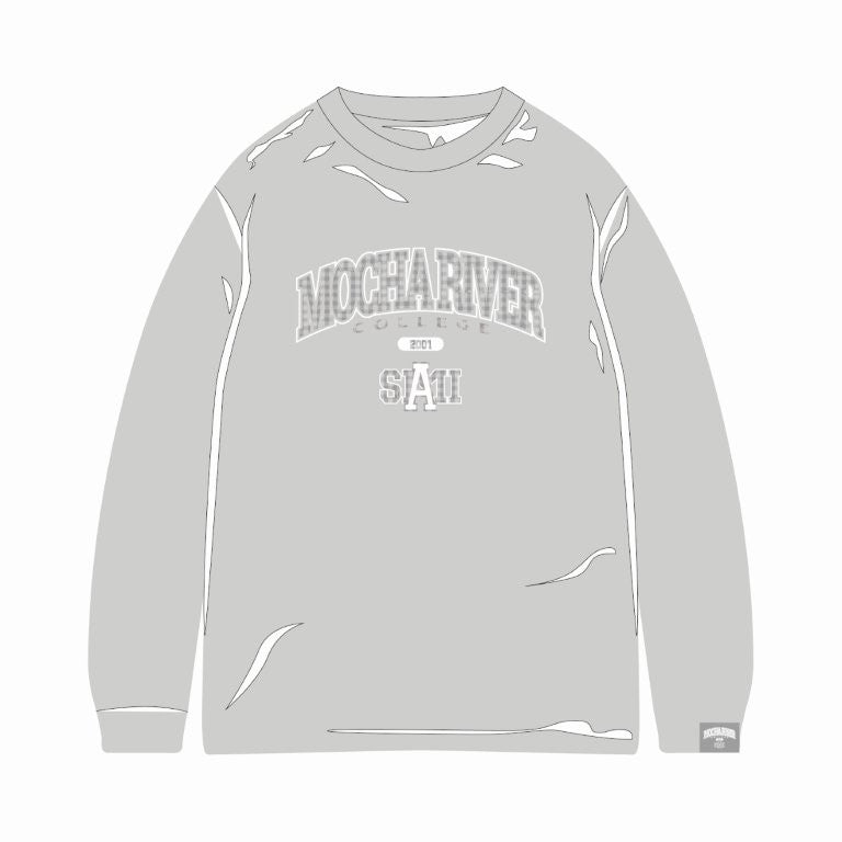 MOCHA RIVER College Check Logo 　Long Sleeve T-shirt GRAY