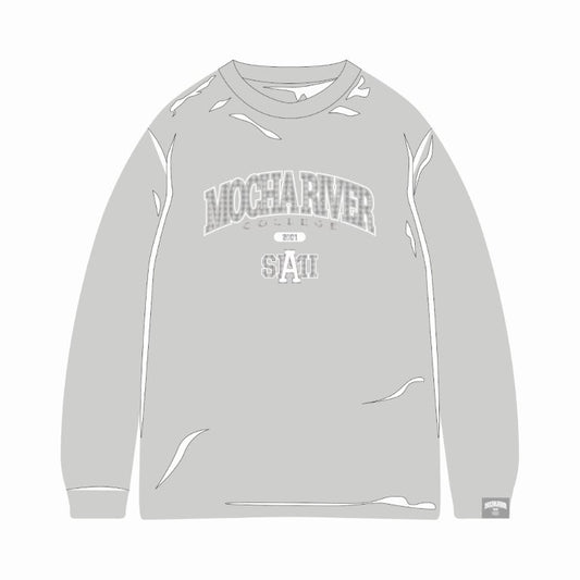 MOCHA RIVER College Check Logo 　Long Sleeve T-shirt GRAY