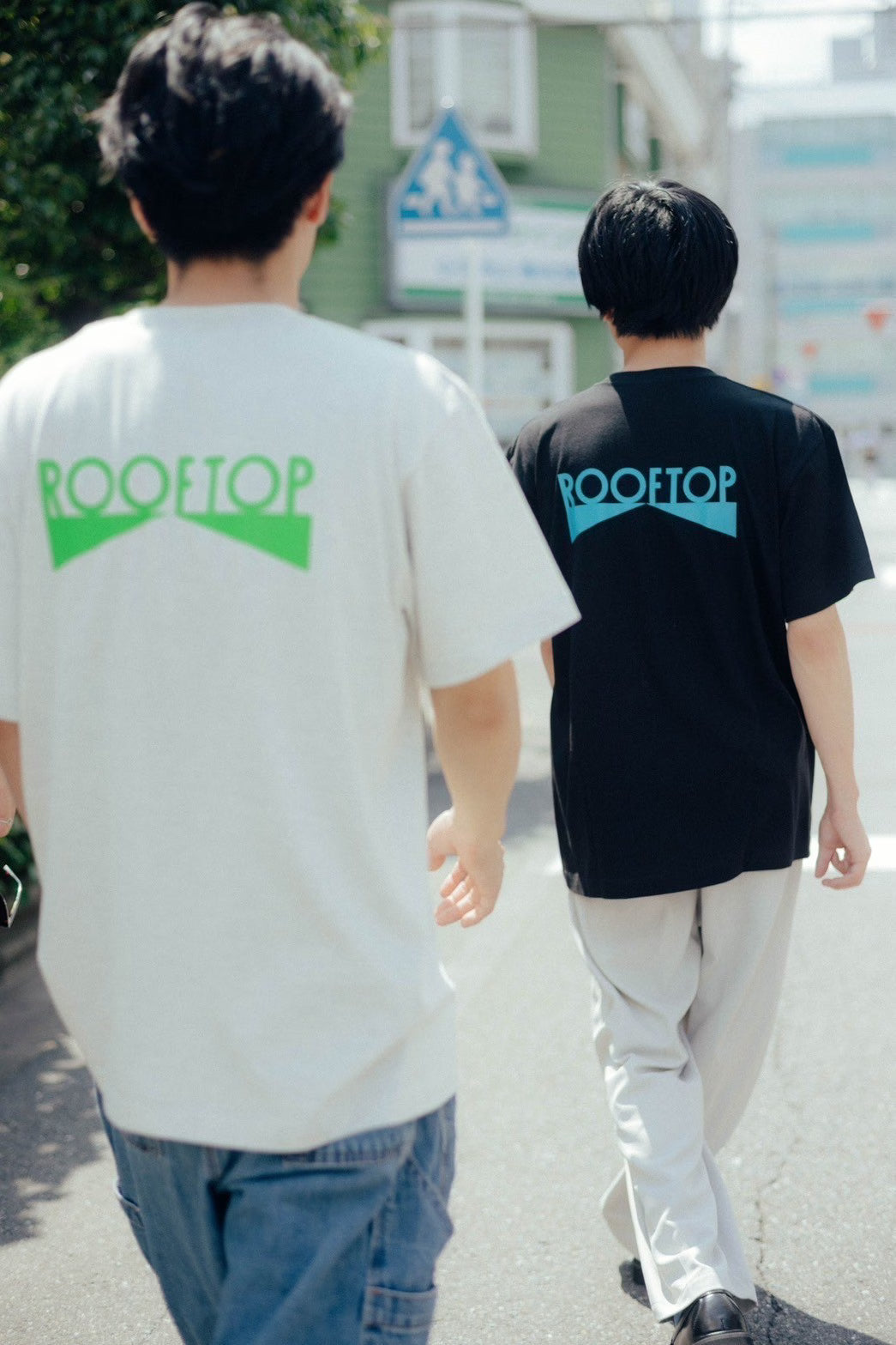 ROOFTOP Tシャツ OATMEAL×LIGHT GREEN