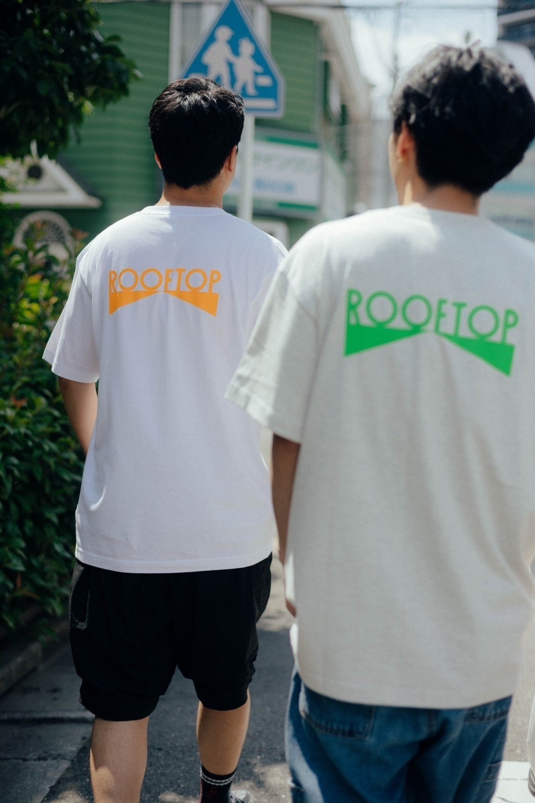 ROOFTOP Tシャツ WHITE×ORANGE